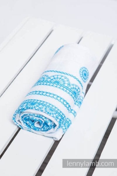 Lenny Lamb Muslin Square Iced Lace Turquoise & White Canada