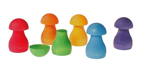 Grimm's Wooden Toy Rainbow Mushrooms Sorting Game Canada