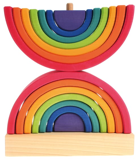 Grimm's Wooden Toy Stacking Double Rainbow Tower Canada