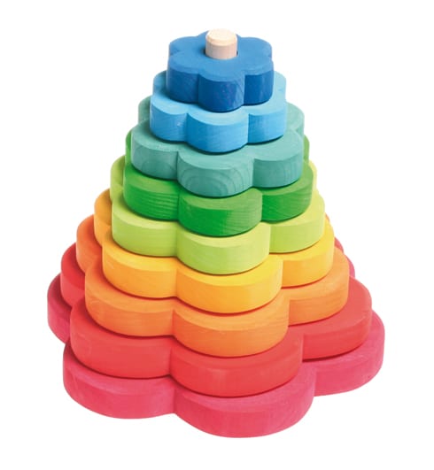 Grimm's Wooden Toy Stacking Tower Deco Flower Conical Tower Canada