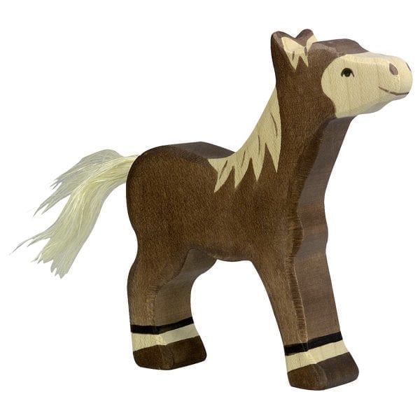 Holztiger Wooden Toy Foal Dark Brown Standing