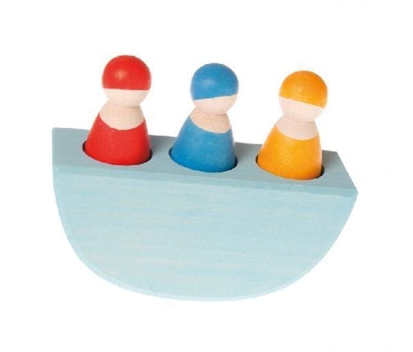 Grimm's Wooden Toy 3 In A Boat Coloured
