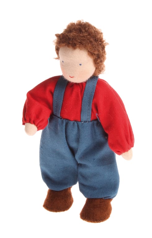 Grimm's Wooden Toy Doll Boy Brown Hair
