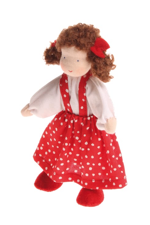 Grimm's Wooden Toy Doll Girl Brown Hair
