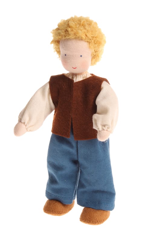 Grimm's Wooden Toy Doll Man Blonde Hair