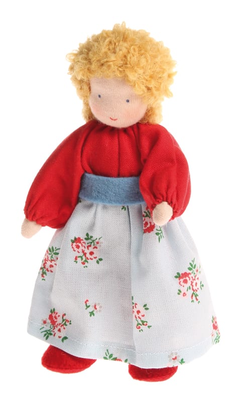 Grimm's Wooden Toy Doll Woman Blonde Hair