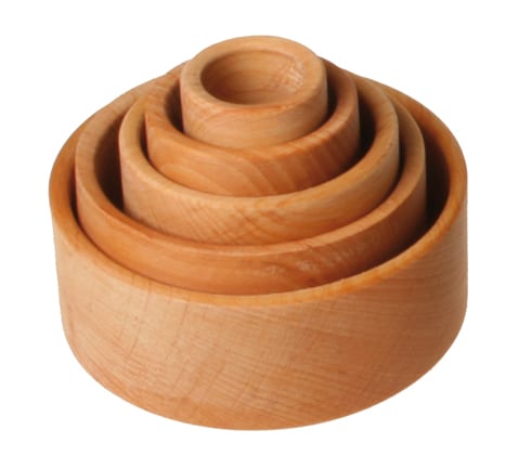 Grimm's Wooden Toy Stacking Bowls Natural