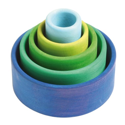 Grimm's Wooden Toy Stacking Bowls Ocean Blue