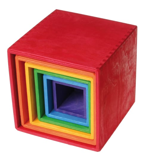 Grimm's Wooden Toy Stacking Boxes Multi-Coloured Large