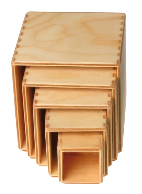 Grimm's Wooden Toy Stacking Boxes Natural Small