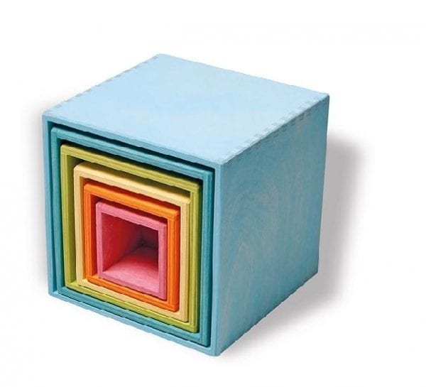 Grimm's Wooden Toy Stacking Boxes Pastel Large