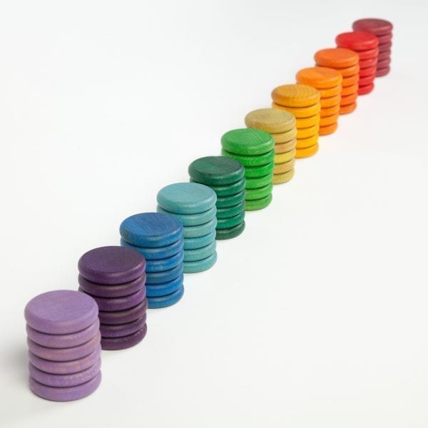 Grapat Wood Coloured Coins 72 Pieces 12 Colours