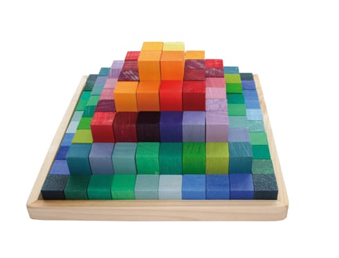 Grimm's Wooden Toy Learning Stepped Pyramid 2x2 cm Blocks