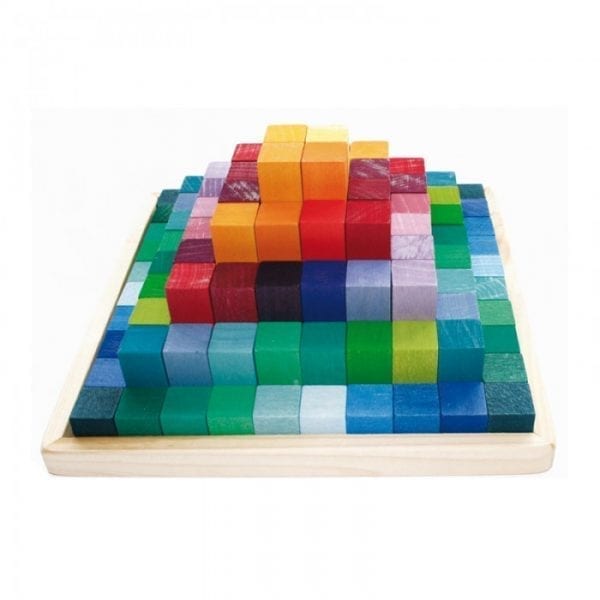 Grimm's Wooden Toy Learning Stepped Pyramid 4x4 cm Blocks