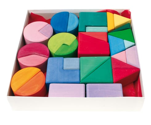 Grimm's Wooden Toy Learning Triangle Square Circle Geometry Blocks