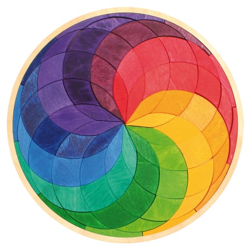 Grimm's Wooden Toy Mini Puzzle Coloured Spiral Circle
