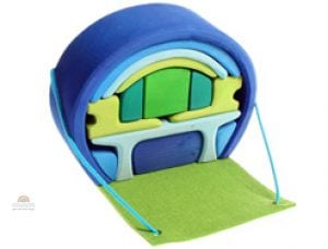 Grimm's Wooden Toy Mobile Home Blue & Green