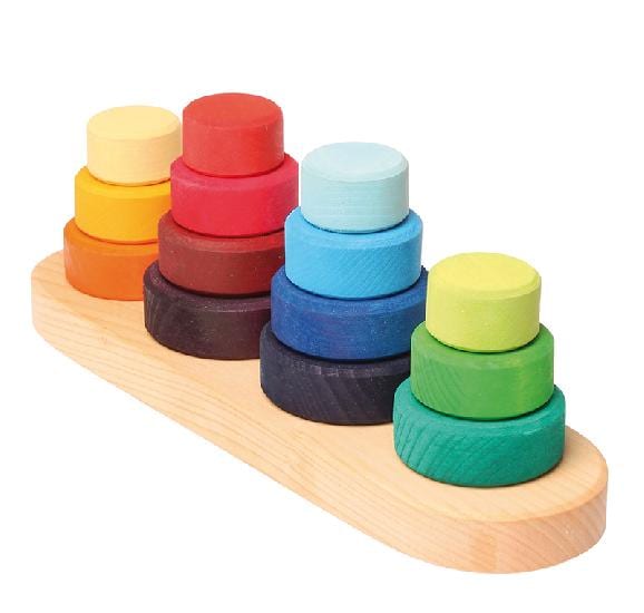 Grimm's Wooden Toy Stacking Fabuto Tower on 4 Pegs