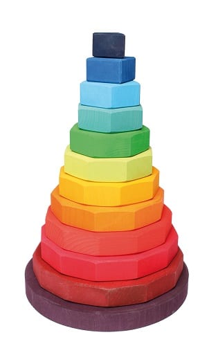 Grimm's Wooden Toy Stacking Tower Geometrical Large
