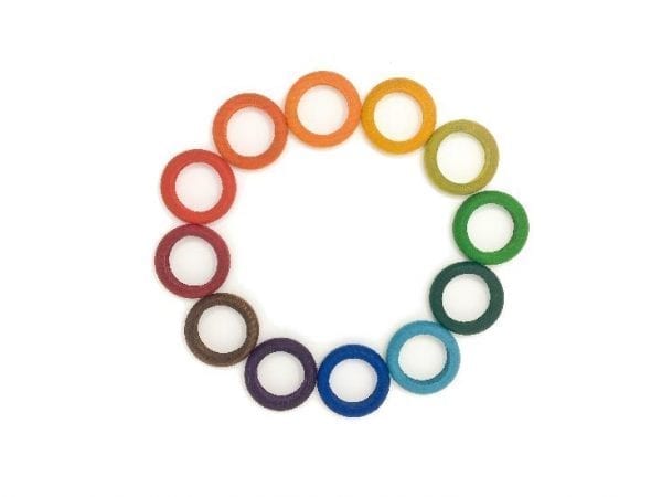 Grapat Wood Coloured Rings 12 Pieces in 12 Colours