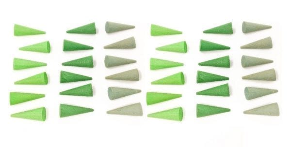 Grapat Wood Mandala Mini Cones 36 Pieces Greens