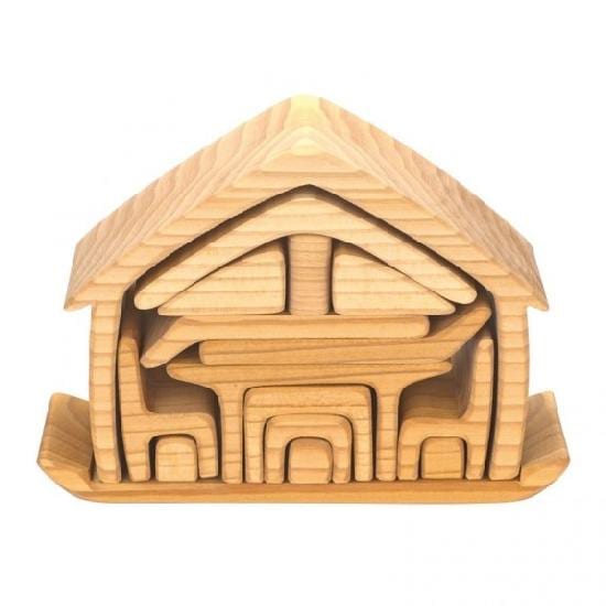 Gluckskafer Wooden Toy All-In-One-House Natural