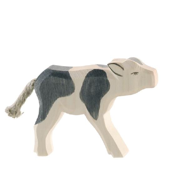 Ostheimer Wooden Toy Cow Calf Black & White Drinking