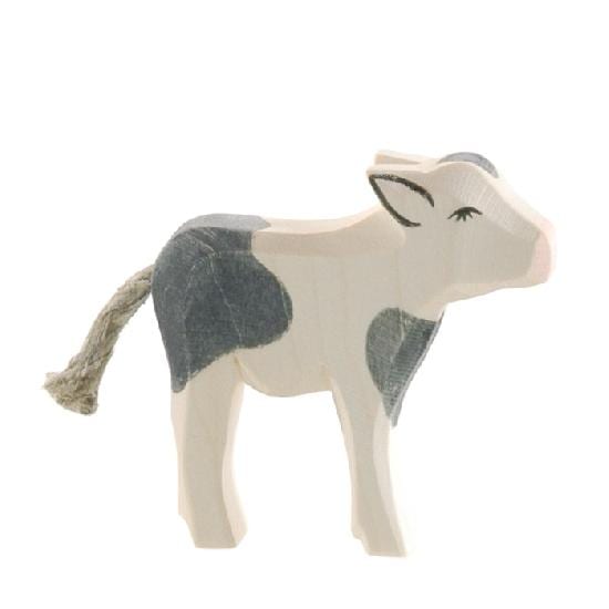 Ostheimer Wooden Toy Cow Calf Black & White Standing