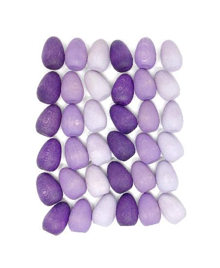 Grapat Wooden Toy Wood Mandala Eggs 36 Pieces Purples