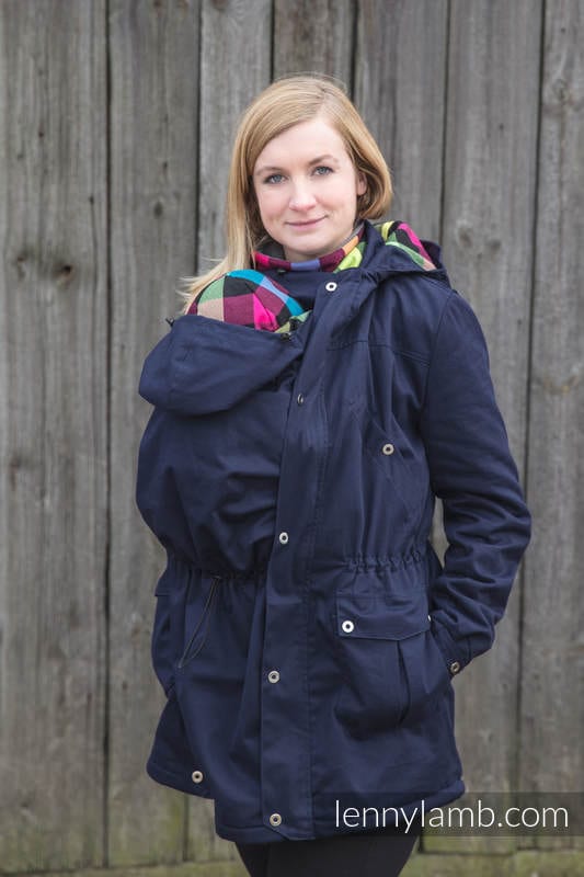 Lenny Lamb Babywearing Parka Navy with Diamond Plaid