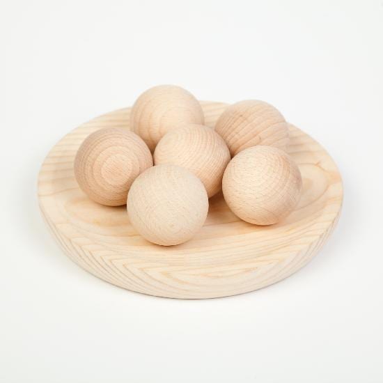 Grapat Wooden Toy Wood Natural Balls 6 Pieces