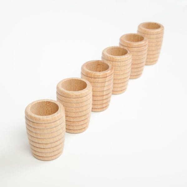 Grapat Wooden Toy Wood Natural Honeycomb Beakers 6 Pieces