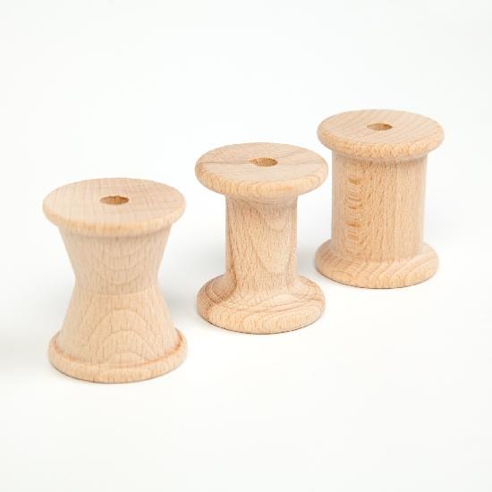 Grapat Wooden Toy Wood Natural Spools 3 Pieces