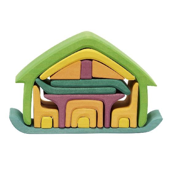 Gluckskafer Wooden Toy All In One House Green