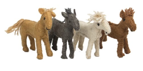 Papoose Toys Felt Barn Horses 4 Pieces