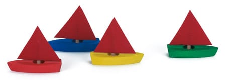 Gluckskafer Wooden Toy Sail Boats Mini 4 Pieces
