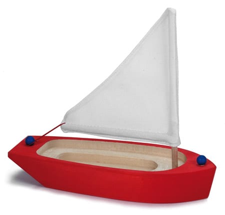 Gluckskafer Wooden Toy Sail Boat Red