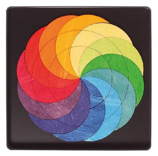 Grimm's Wooden Toy Magnet Puzzle Rainbow Wheel