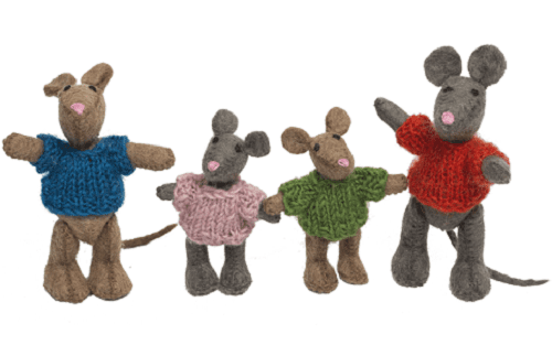 Papoose Toys Felt Mouse Family 4 Pieces