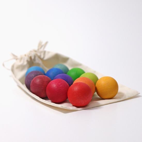 Grimm's Wooden Toy Balls Rainbow Small 12 Pieces