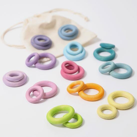 Grimm's Wooden Toy Building Rings Pastel 24 Pieces