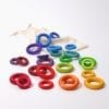 Grimm's Wooden Toy Building Rings Rainbow 24 Pieces