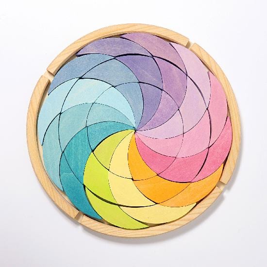 Grimm's Wooden Toy Building Set Coloured Wheel Pastel 36 Pieces