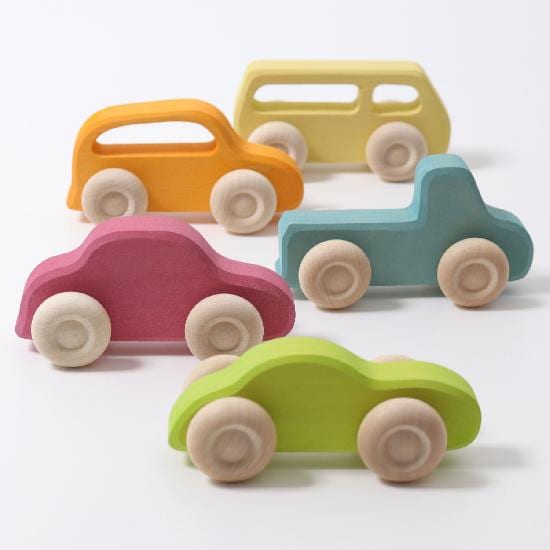 Grimm's Wooden Toy Cars Wooden Slimline 5 Pieces