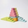 Grimm's Wooden Toy Blocks Stepped Roof Pastel 12 Pieces