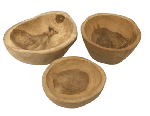 Papoose Wood Natural Teak Bowls 3 Pieces