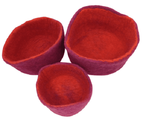 Papoose Nesting Bowls Red 3 Pieces