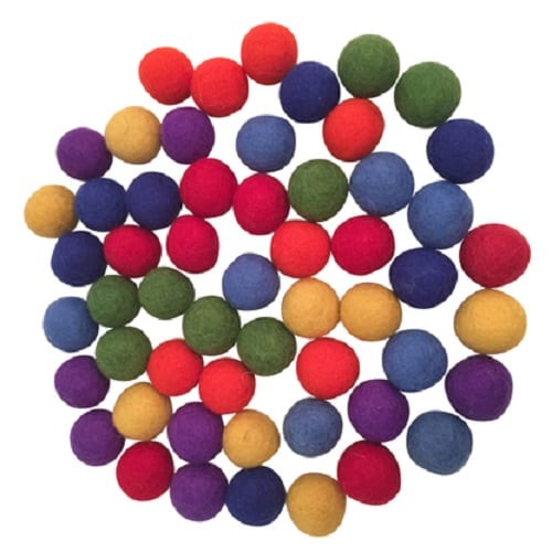Papoose Felt Rainbow Balls 3.5 cm 49 Pieces
