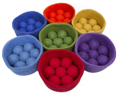 Papoose Felt Rainbow Balls and Bowls Set 56 Pieces
