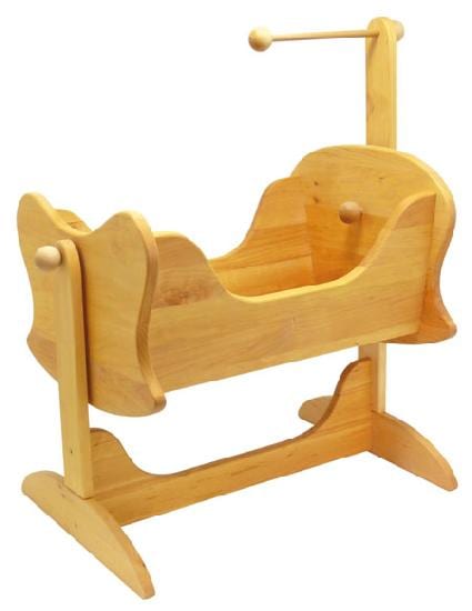 Gluckskafer Wooden Toys Wood Doll Cradle with Stand